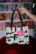 Load image into Gallery viewer, Vintage Embroidered Crossword Bag with Beaded Flower
