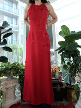 Load image into Gallery viewer, Vintage 90s Red Embroidered Evening Gown

