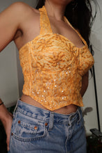 Load image into Gallery viewer, Vintage Orange Lacey Sequin Corset Top
