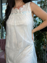 Load image into Gallery viewer, White Babydoll Night Gown with Blue Ribbon Embroidery sz medium

