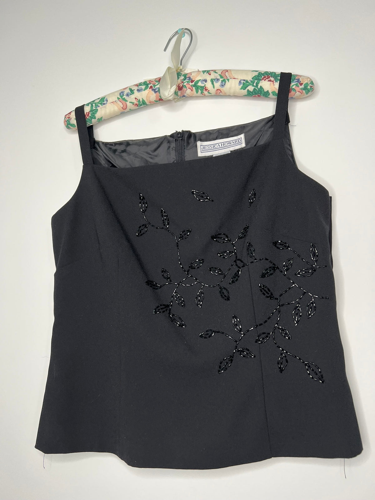 Vintage Jessica Howard beaded bodice top for women, featuring intricate beadwork and a classic 90s style from Elektra Vintage.