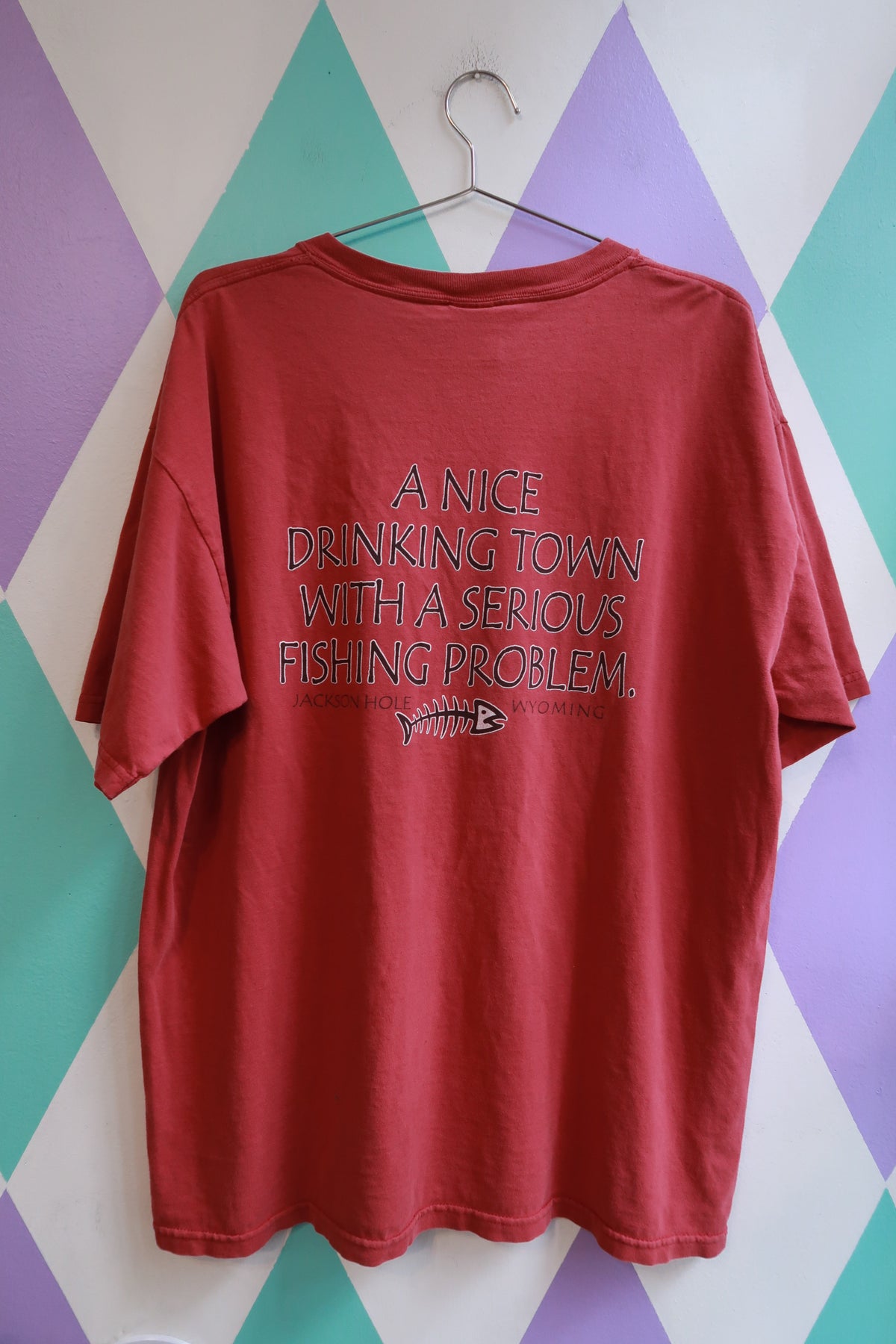 Vintage 2000s Jackson Hole Wyoming Fishing Graphic T-Shirt