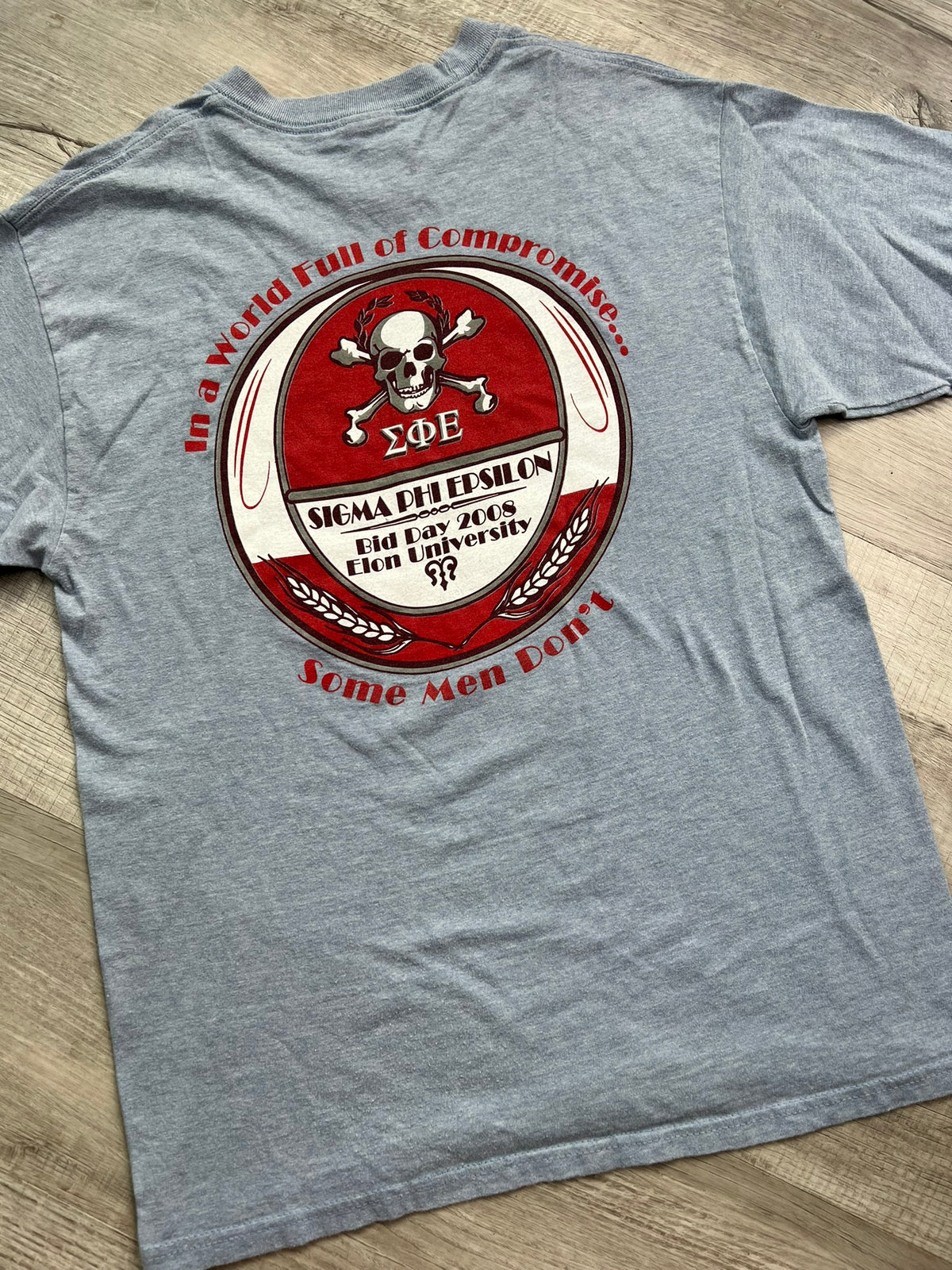 Vintage 2000s Sigma Phi Epsilon T-shirt by Elektra Vintage, featuring classic college fraternity logo and design.