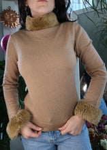 Load image into Gallery viewer, Vintage Nine West Brown Fur Collar Knit Top
