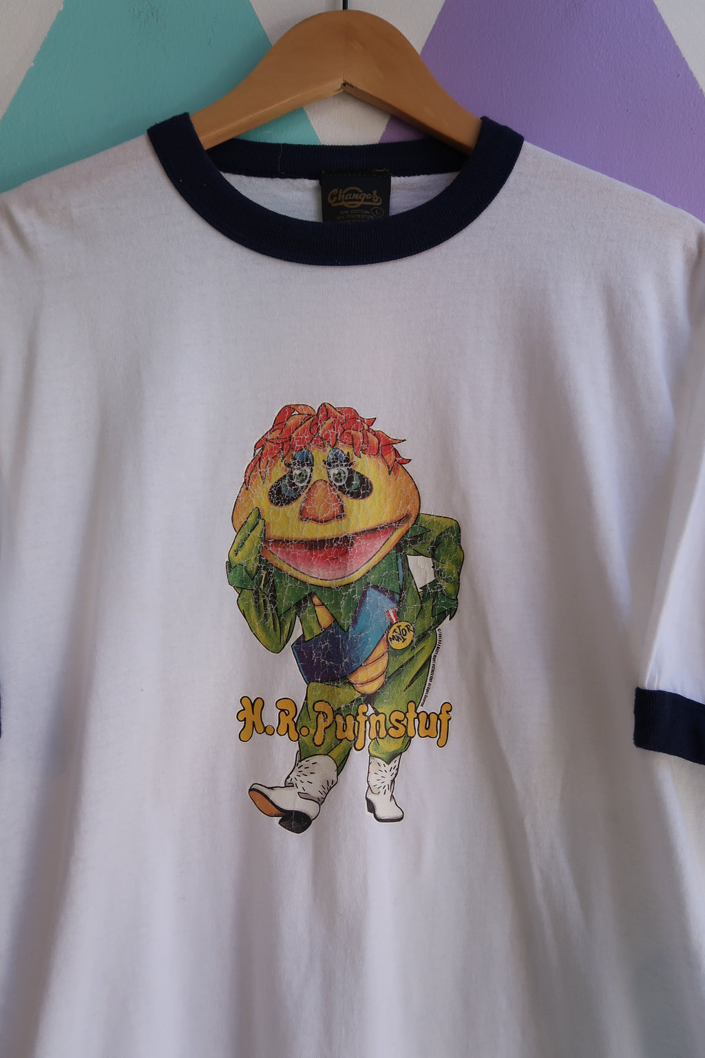 Vintage 90s H.R. Pufnstuf Ringer Tee — Cracked Graphic