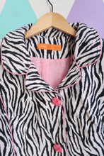 Load image into Gallery viewer, Vintage 2000s Zebra Print Coat with Pink Trim and Buttons
