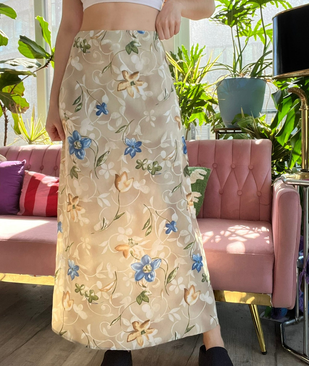 90s Vintage Floral Maxi Skirt - Elektra Vintage