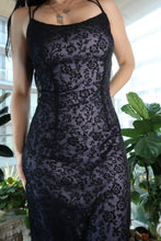 Load image into Gallery viewer, Vintage 90s Whimsy Goth Burnout Velvet Maxi Gown – Black Floral Lace Overlay - Elektra Vintage
