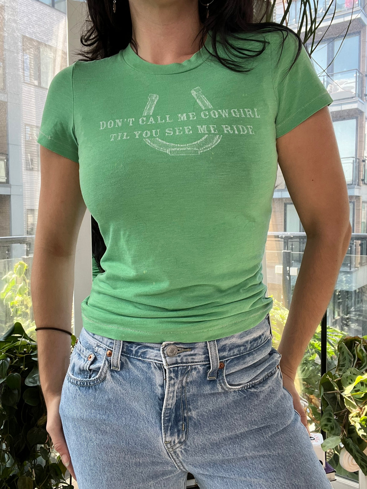 Vintage Green Cowgirl Baby Tee by Abercrombie