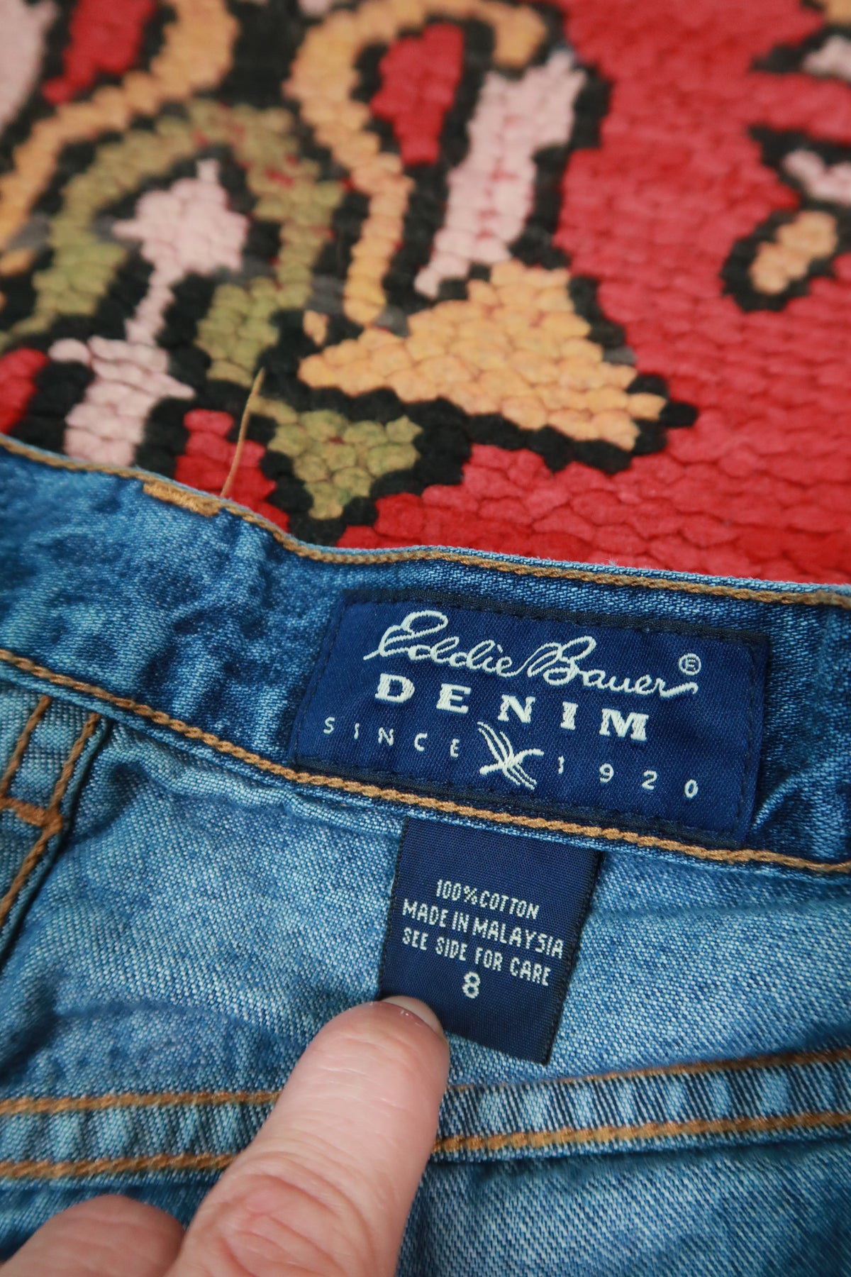 Vintage 90s Eddie Bauer Denim Shorts 100% Cotton High Rise Blue Jean Shorts