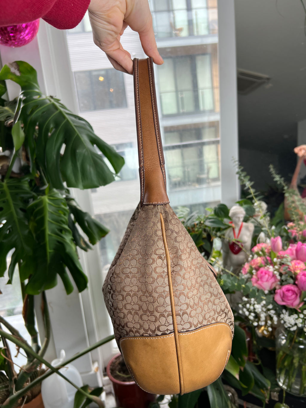 Vintage 2000s Coach Monogram Ergo Hobo Shoulder Bag - Elektra Vintage