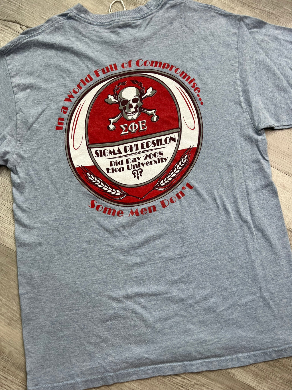 2000s Sigma Phi Epsilon vintage T-shirt by Elektra Vintage featuring classic logo design and retro style.