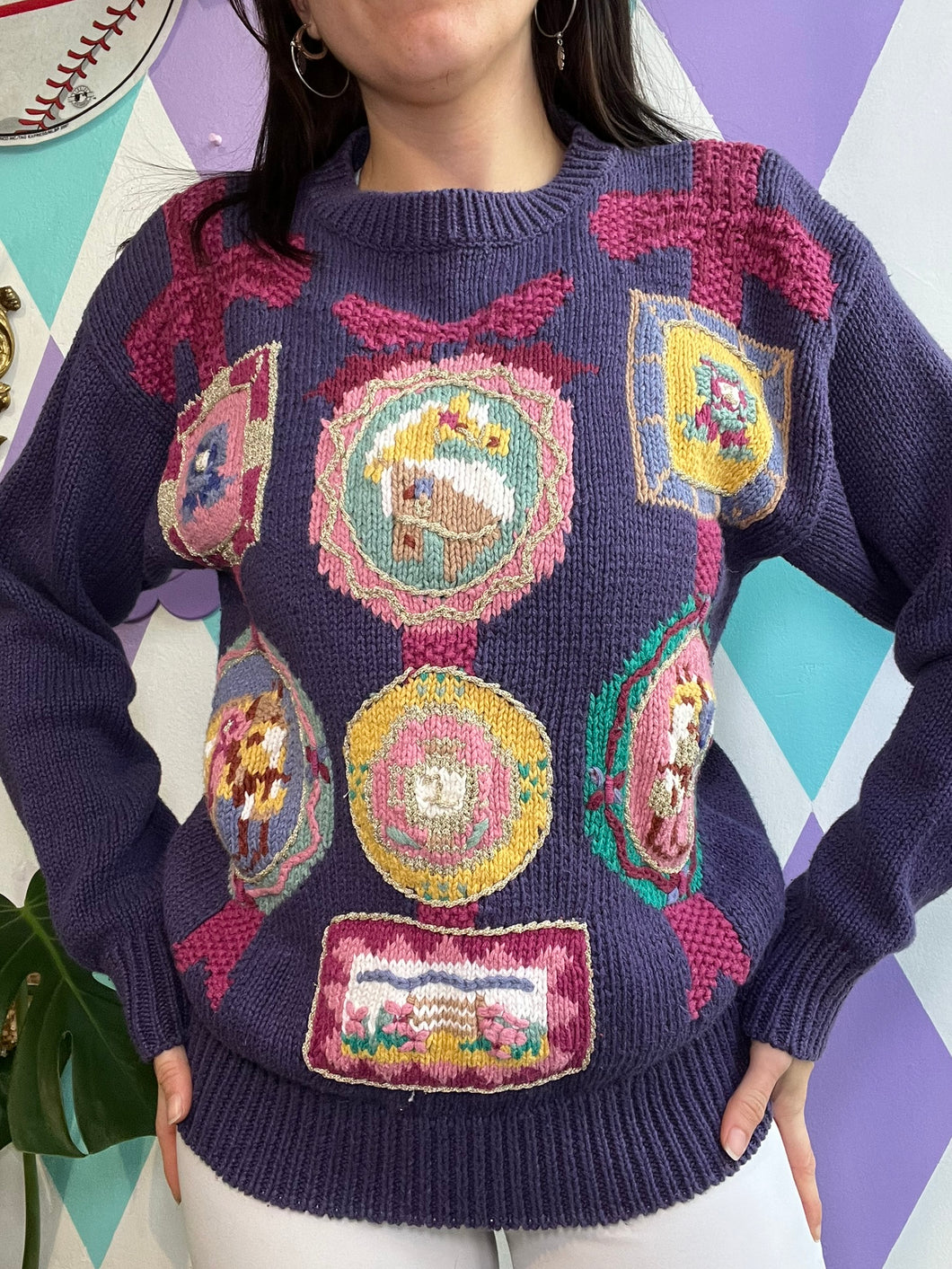 Vintage Horse Patchwork Knit Sweater