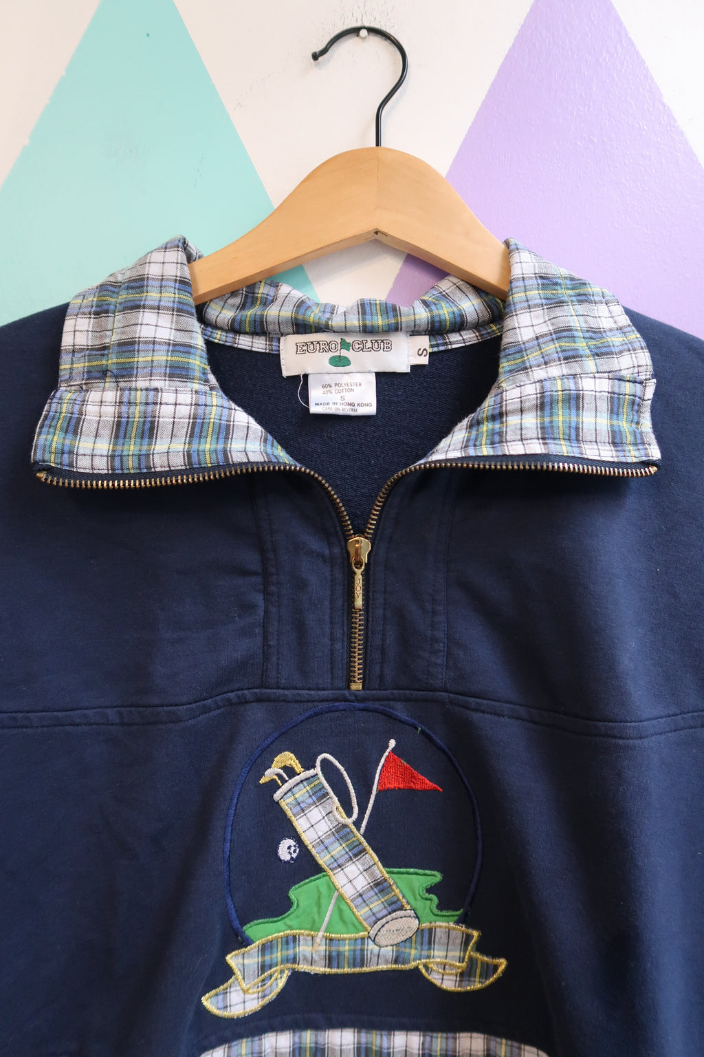 Vintage 90s Golf Embroidered Quarter Zip Pullover - Elektra Vintage