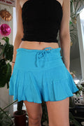 Vintage 2000s Blue Flowy Ruffle Mini Skirt - Elektra Vintage