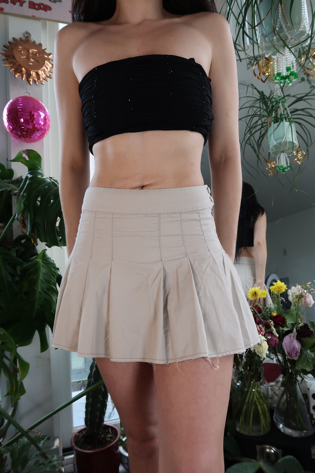 Vintage 2000s American Eagle Khaki Pleated Mini Skirt