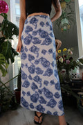Vintage 2000s Blue Floral Maxi Skirt