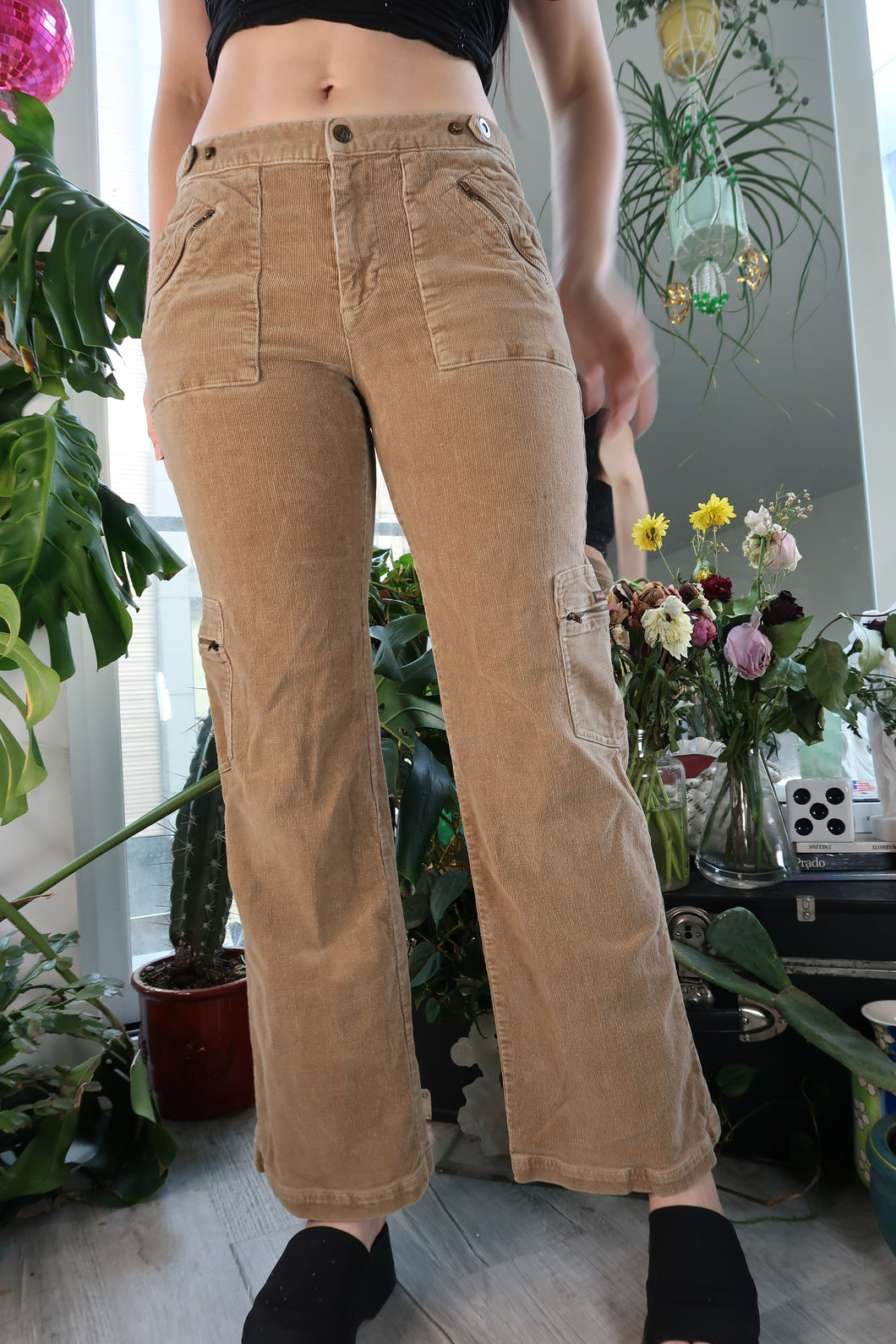 Vintage 2000s Tan Corduroy Cargo Pants