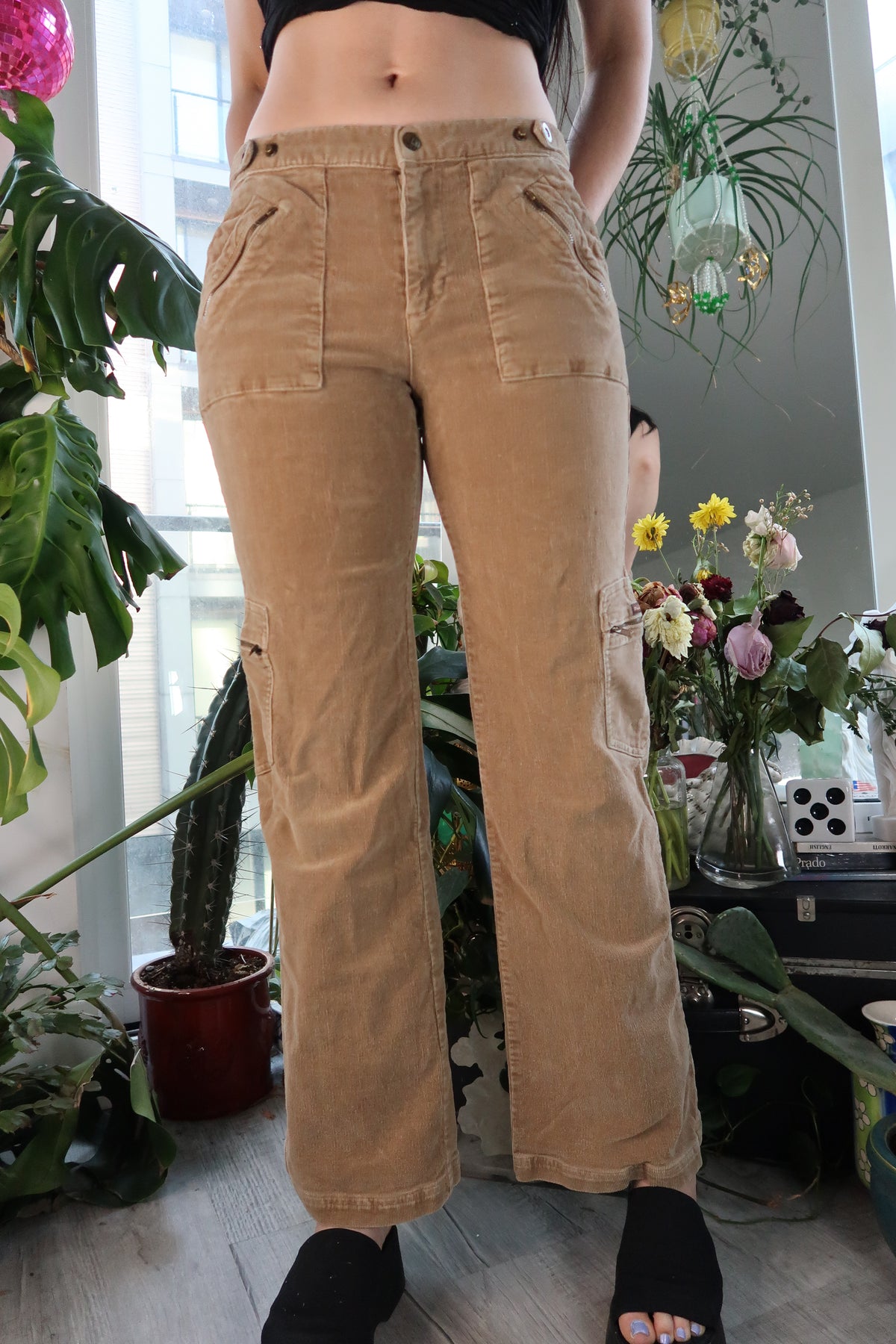 Vintage 2000s Tan Corduroy Cargo Pants - Elektra Vintage