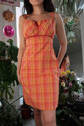 Vintage 2000’s Orange Plaid Midi Dress