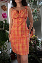 Load image into Gallery viewer, Vintage 2000’s Orange Plaid Midi Dress
