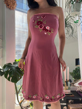 Load image into Gallery viewer, Vintage Betsey Johnson Embroidered Floral Strapless Dress
