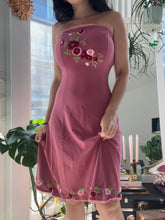 Load image into Gallery viewer, Vintage Betsey Johnson Embroidered Floral Strapless Dress
