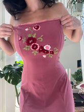 Load image into Gallery viewer, Vintage Betsey Johnson Embroidered Floral Strapless Dress
