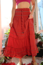 Load image into Gallery viewer, Vintage Red Tiered Maxi skirt
