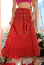 Load image into Gallery viewer, Vintage Red Tiered Maxi skirt
