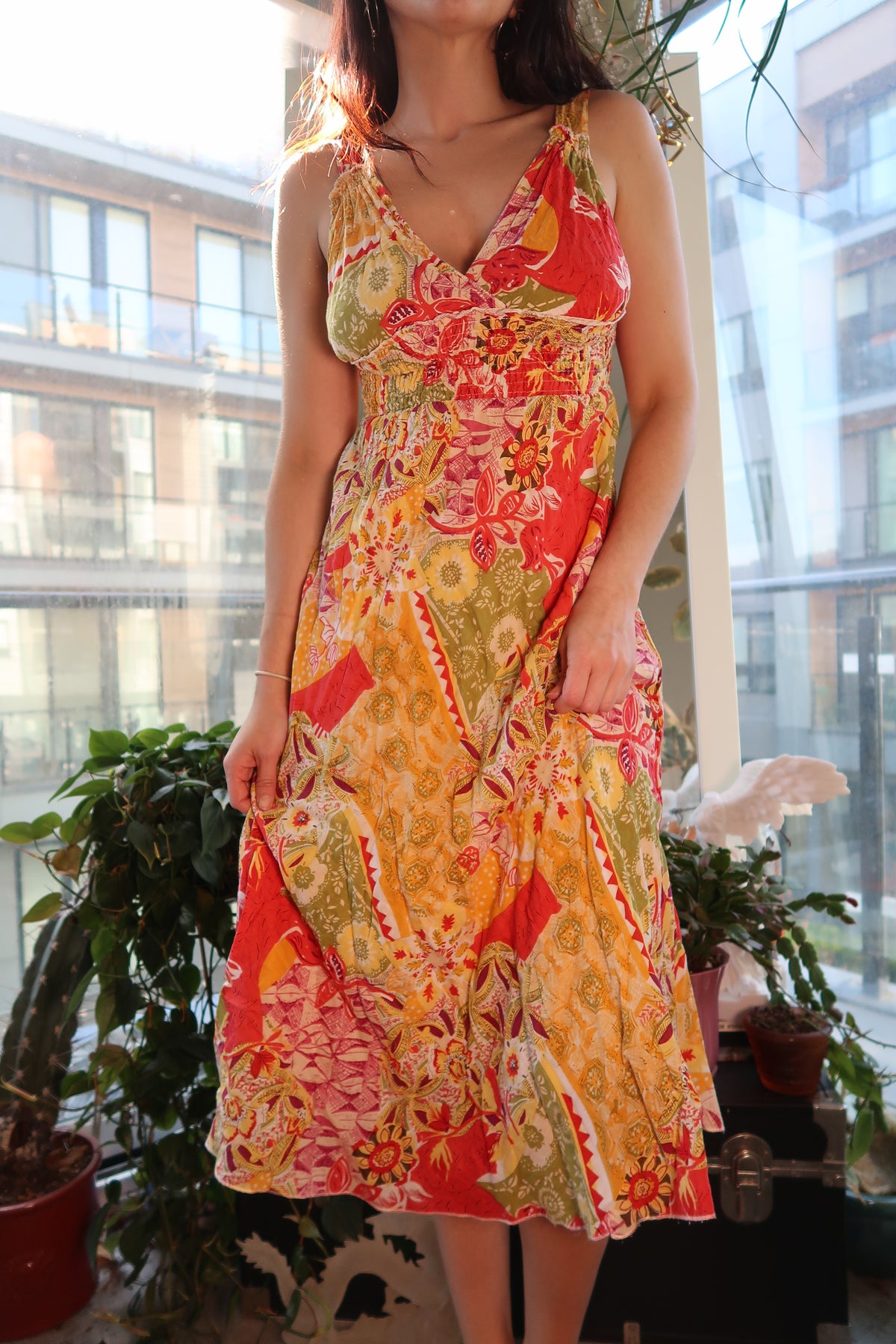 Vintage Floral Midi Dress - Elektra Vintage