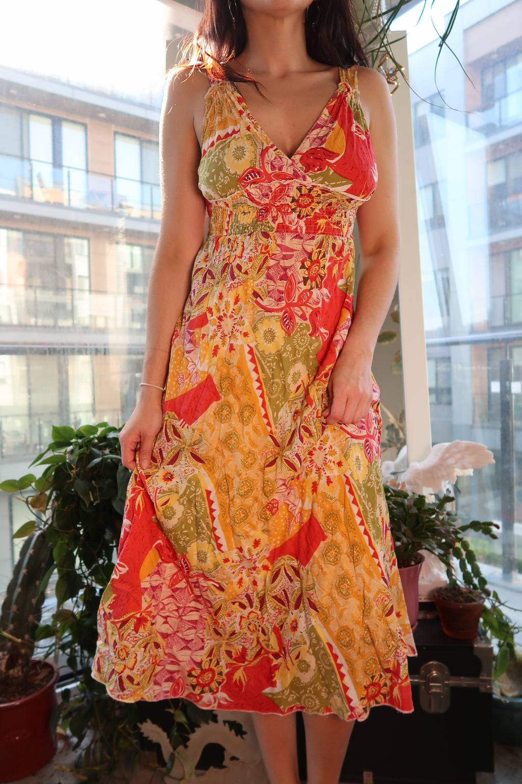 Vintage Floral Midi Dress - Elektra Vintage