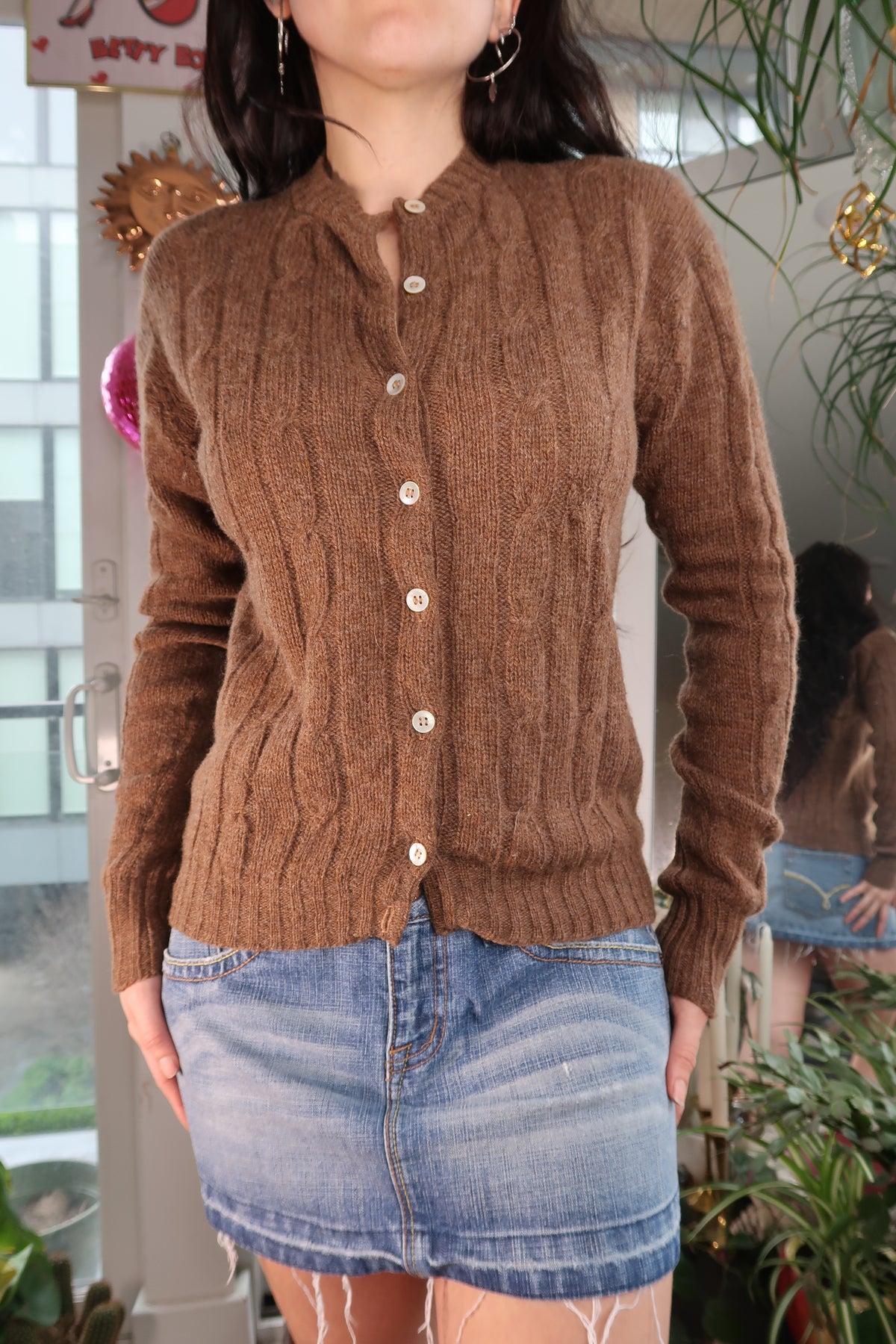 Vintage Brown Wool Knit Cardigan