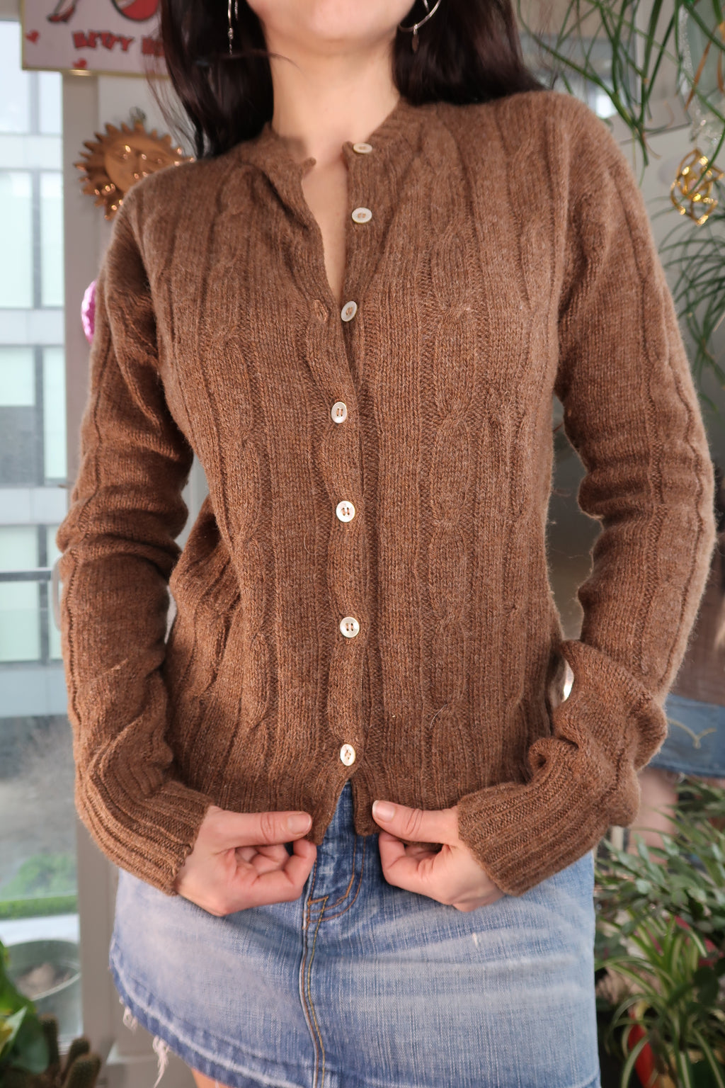Vintage Brown Wool Knit Cardigan