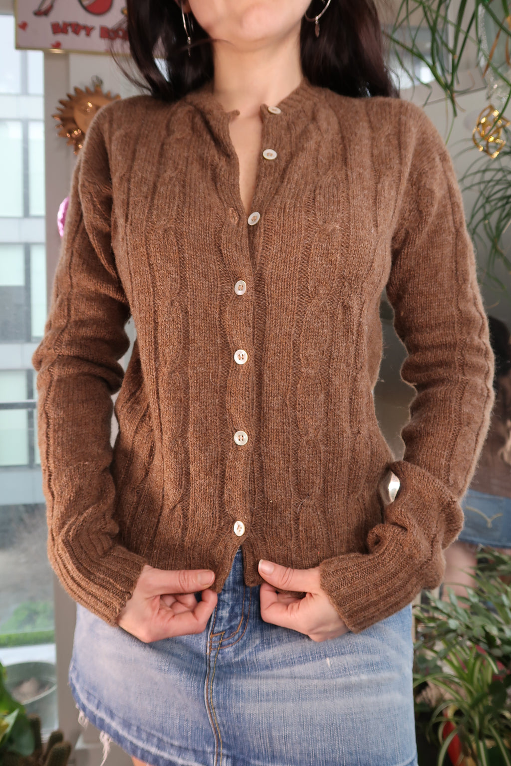 Vintage Brown Wool Knit Cardigan