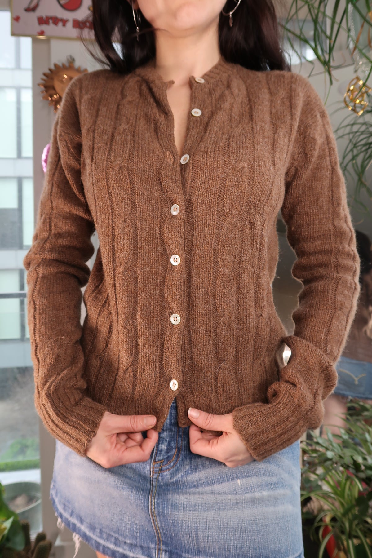 Vintage Brown Wool Knit Cardigan