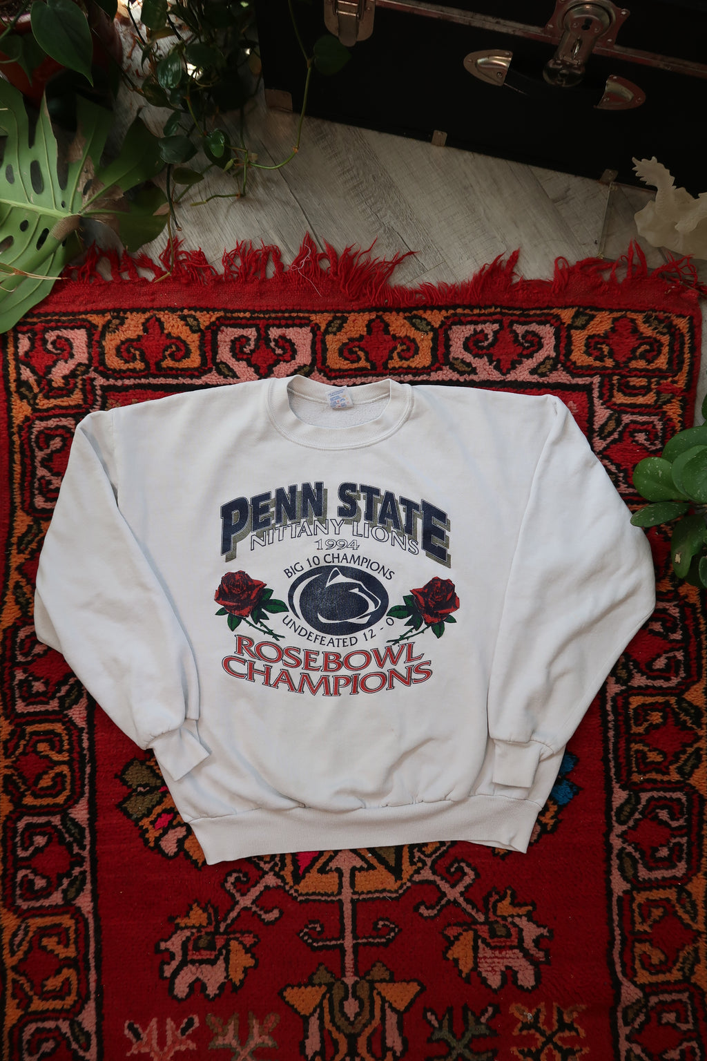 Vintage 1990s Penn State Rose Bowl Champions crewneck sweatshirt by Elektra Vintage, featuring bold team graphics and classic design.