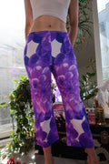 Vintage 2000s Purple Floral Low-Rise Floral Flared Pants – Vivid Purple Statement Trousers