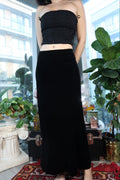 Vintage Black Velvet Maxi Skirt | 90s Goth Clothing - Elektra Vintage