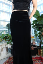Load image into Gallery viewer, Vintage Black Velvet Maxi Skirt | 90s Goth Clothing
