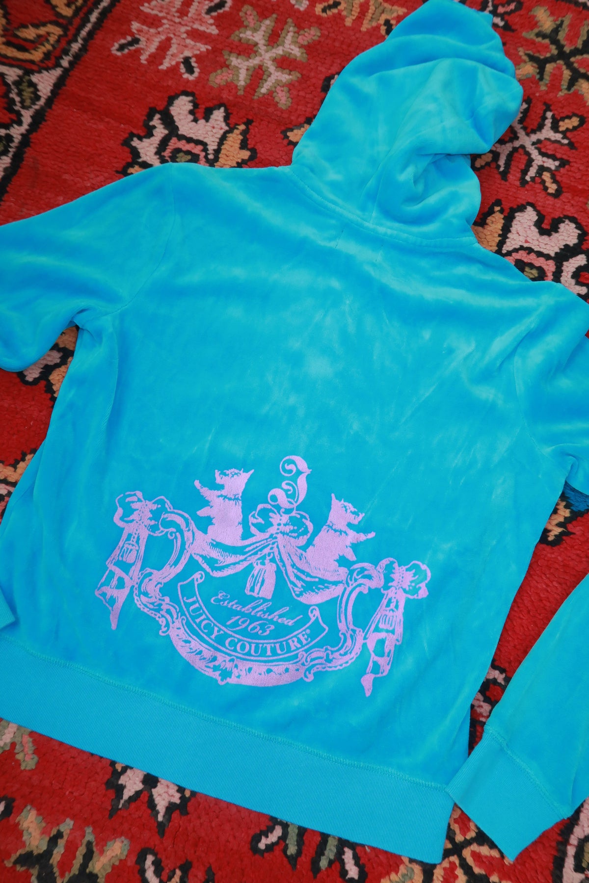 Vintage Y2K Turquoise Juicy Couture Velour Zip Up Hoodie