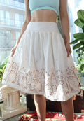 Vintage White Eyelet Skirt with Sequin Embellishments - Elektra Vintage