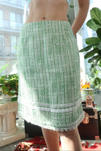 Load image into Gallery viewer, Vintage Green Tweed Pencil Skirt – Preppy Textured Woven Classic
