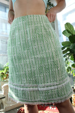 Load image into Gallery viewer, Vintage Green Tweed Pencil Skirt – Preppy Textured Woven Classic
