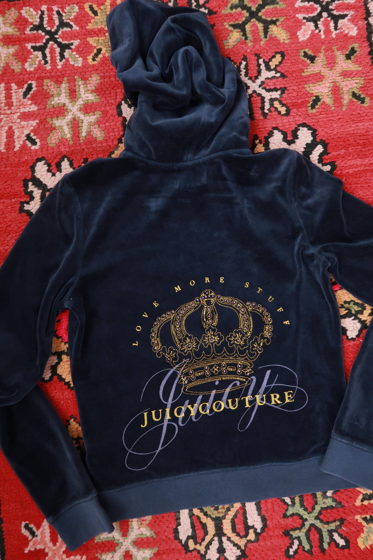 Vintage Y2K Navy Juicy Couture Velour Zip Up Hoodie