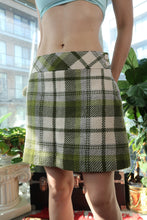 Load image into Gallery viewer, Vintage WoolGreen Plaid A-Line Mini Skirt – Preppy Schoolgirl Classic
