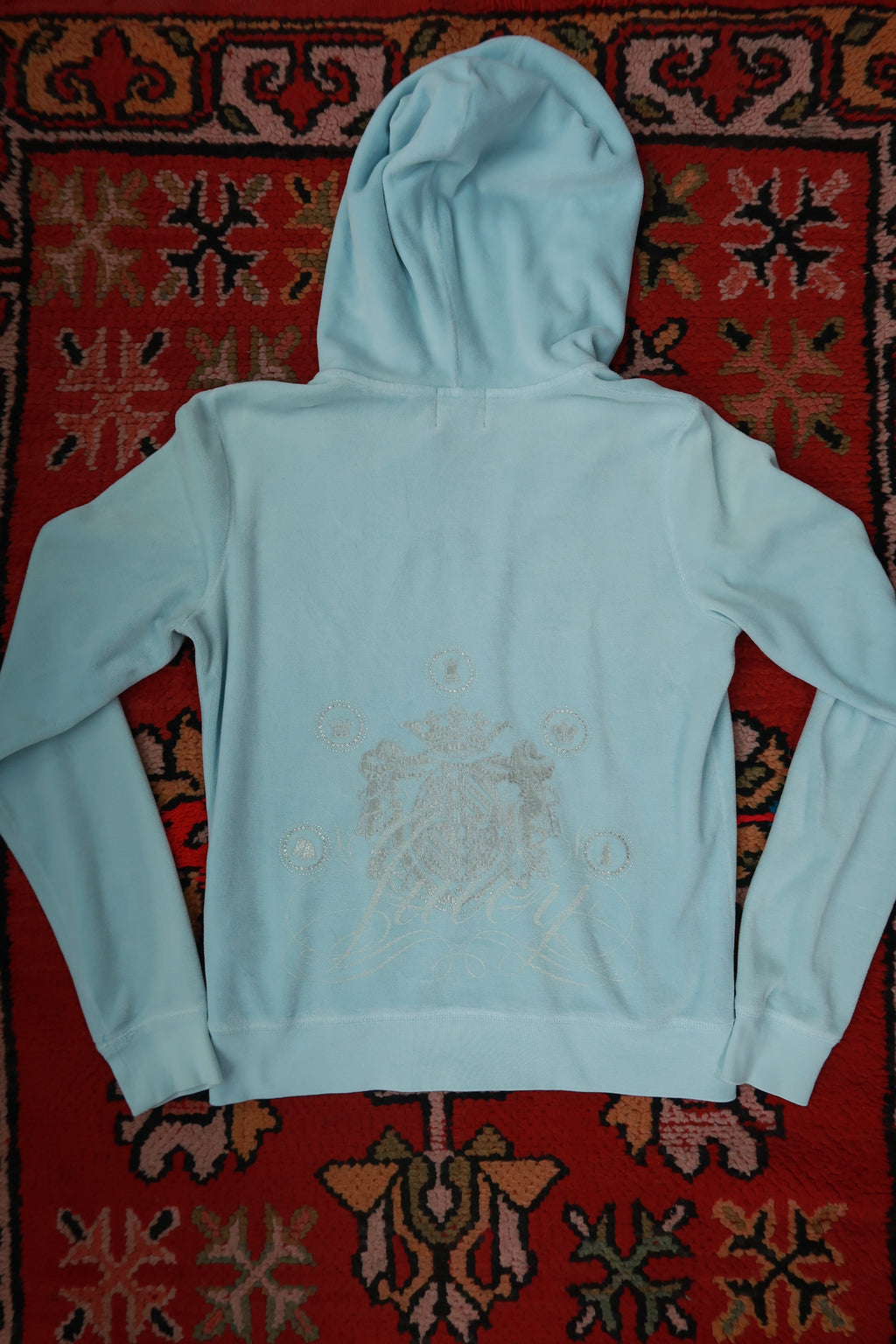 Vintage Y2K Ice Blue Juicy Couture Velour Zip Up Hoodie