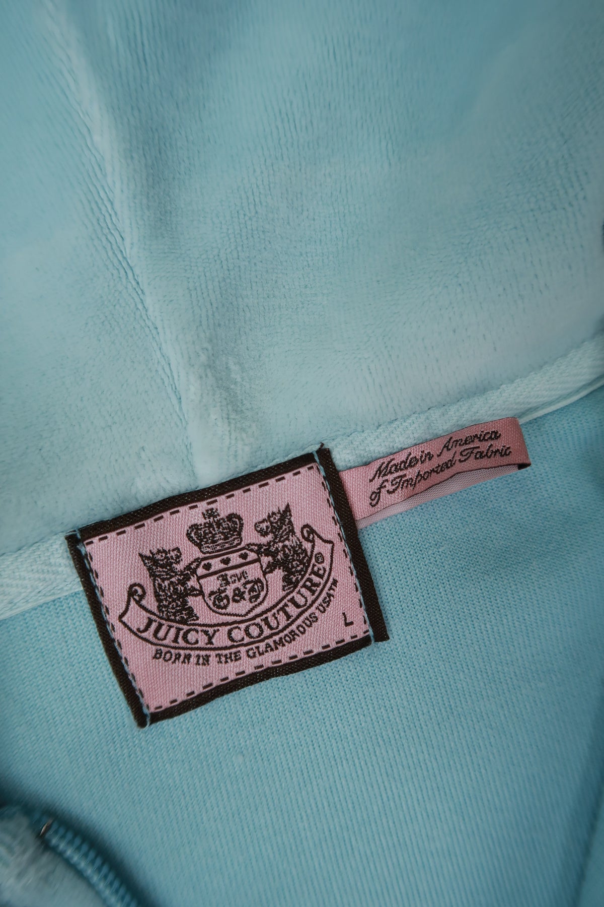 Vintage Y2K Ice Blue Juicy Couture Velour Zip Up Hoodie