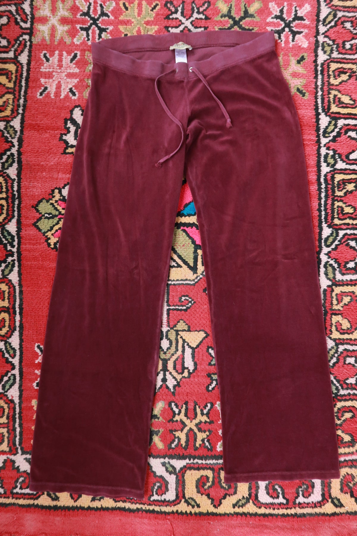 Vintage Y2K Burgundy Juicy Couture Velour Lounge Pants