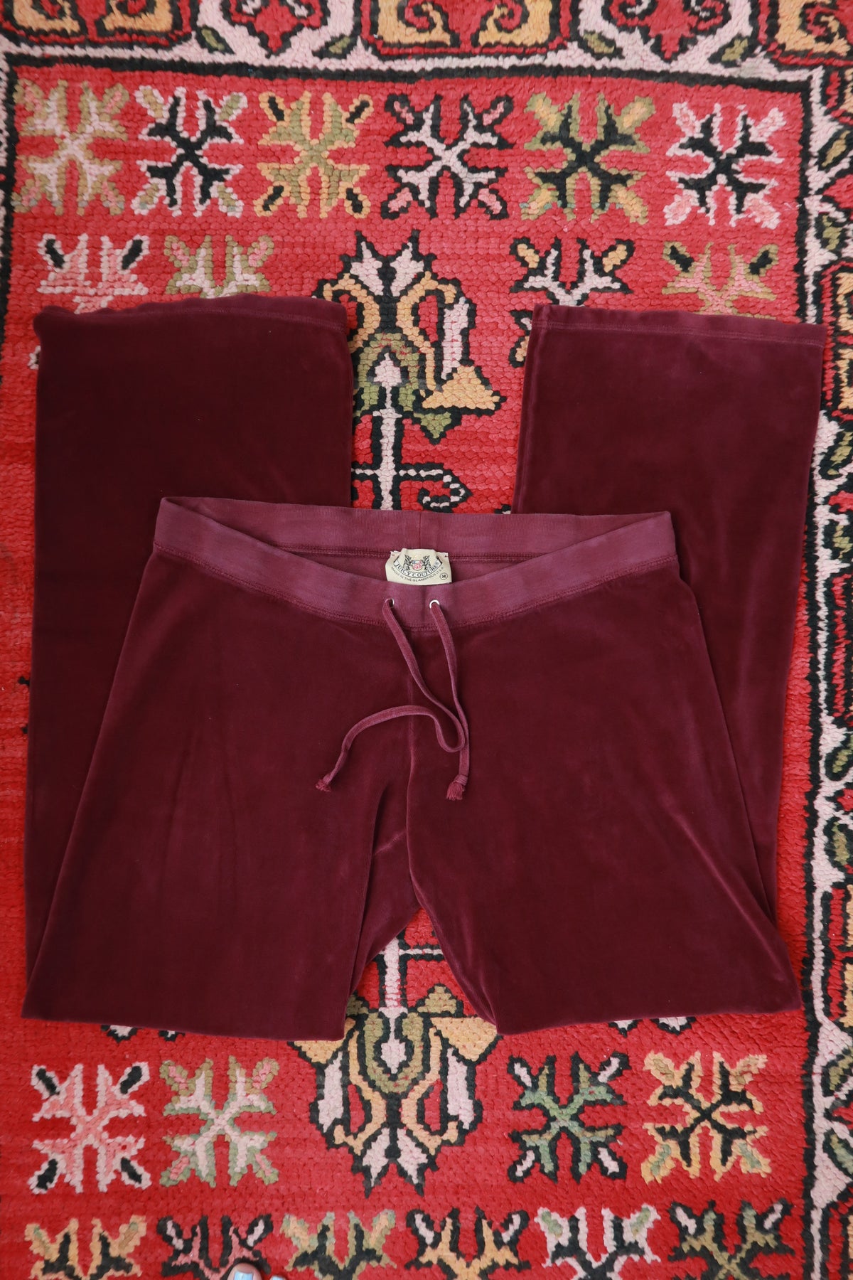 Vintage Y2K Burgundy Juicy Couture Velour Lounge Pants